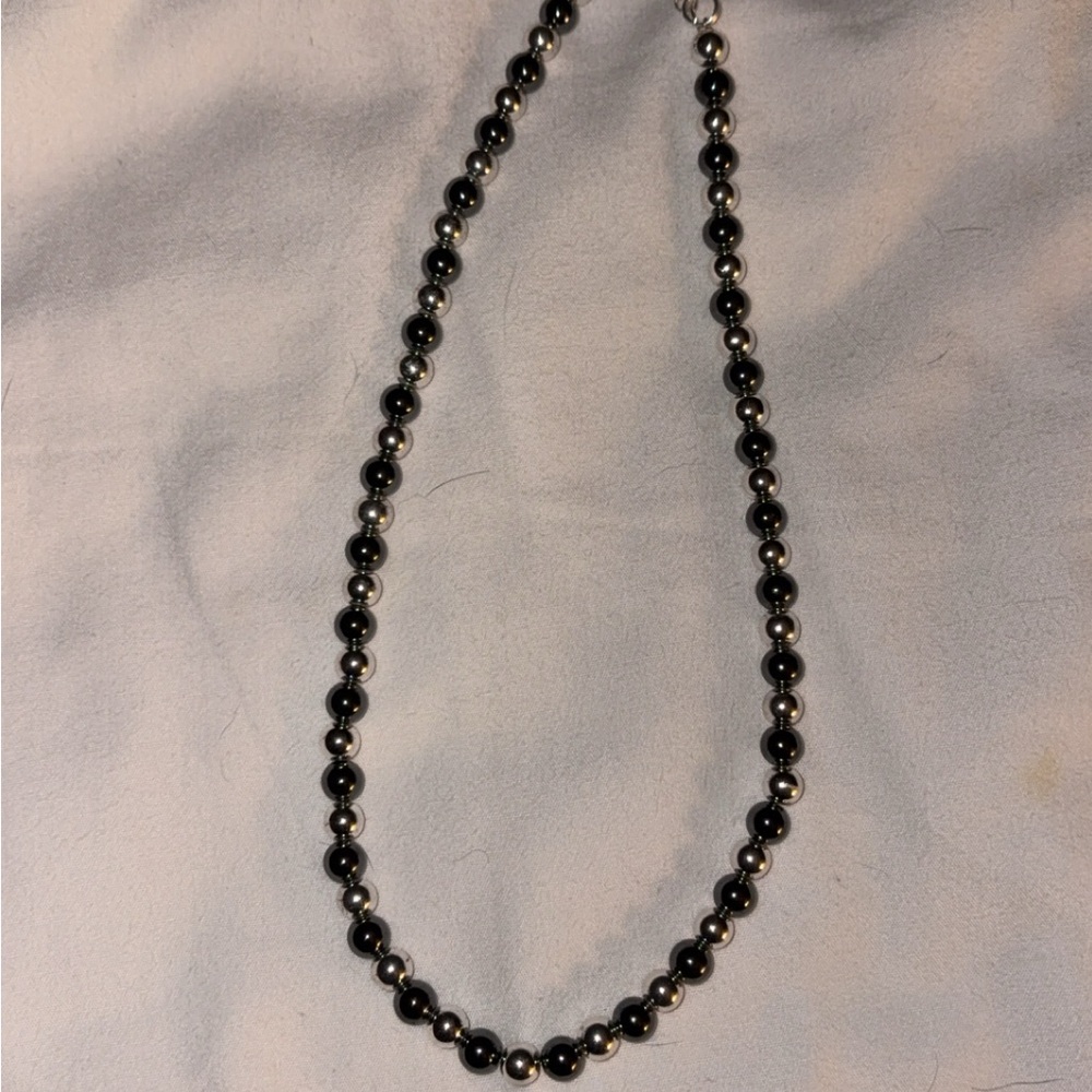 Elegant Black and Silver Beaded Necklace